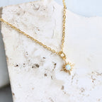 Mini Stone North Star Necklace: Opal - Gold