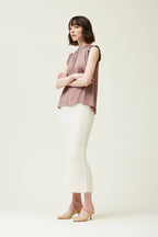  Bubble Ruffle Satin Tank