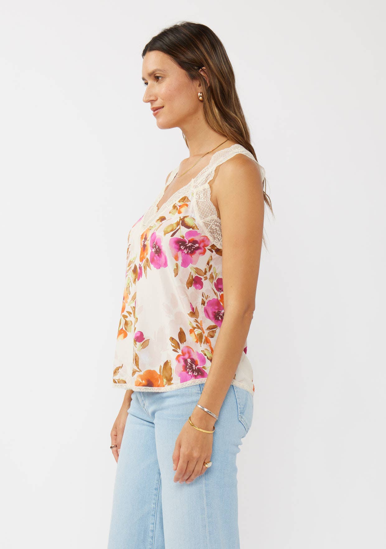 V-Neck Tank with Lace