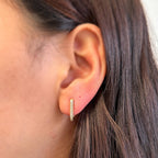 Micro CZ Rectangle Clicker Earrings