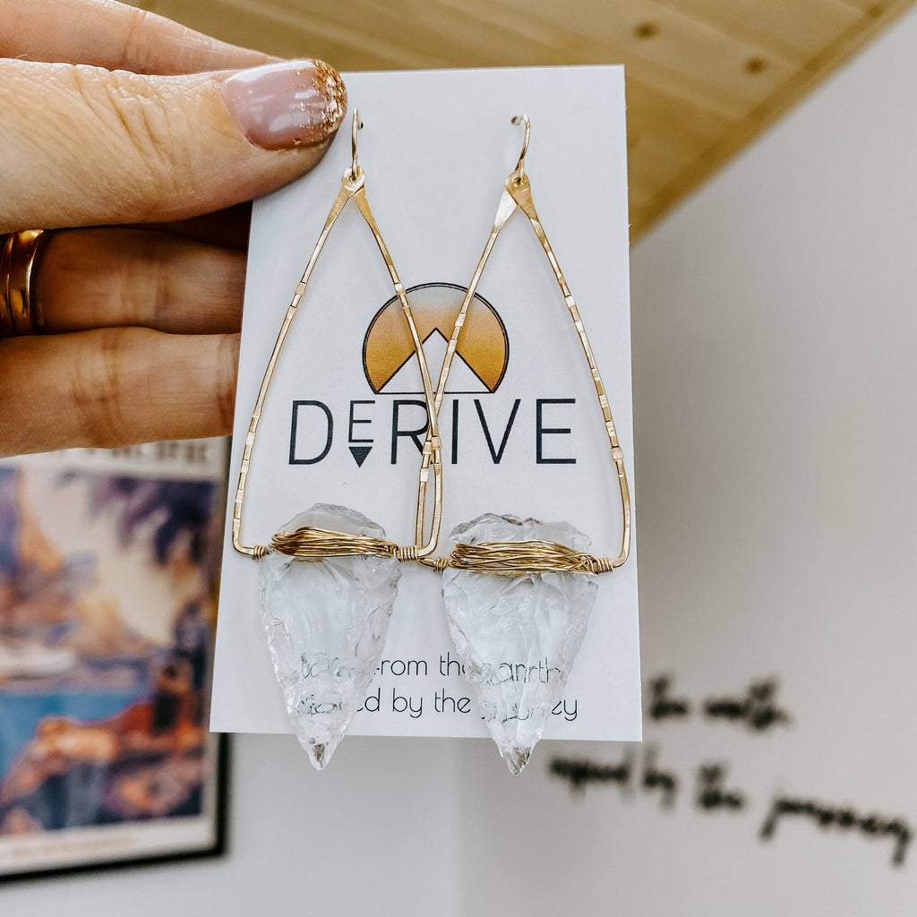 Nala Quartz Crystal Arrowhead Earrings