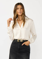 Split Neck Satin Blouse