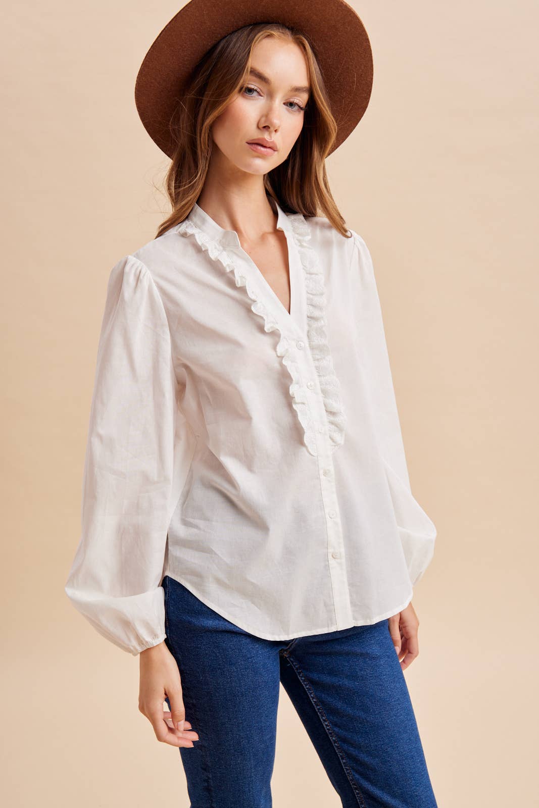 Ruffled Cotton Blouse