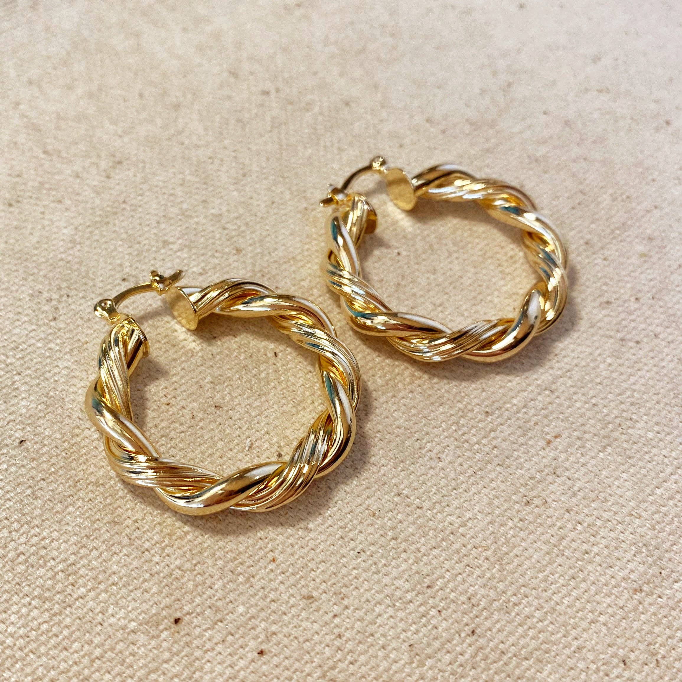 30mm Double Twisted Tube Hoop Earrings