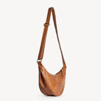 Pebbled Leather Moon Sling Bag - Camel