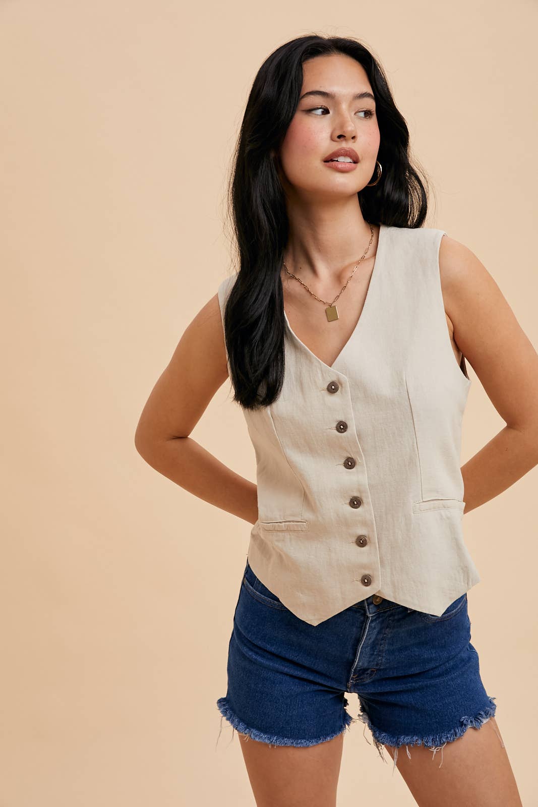 Cotton Linen Blend Vest