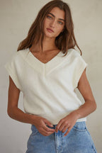 Knit Sweater V-Neck Sleeveless Vest Top