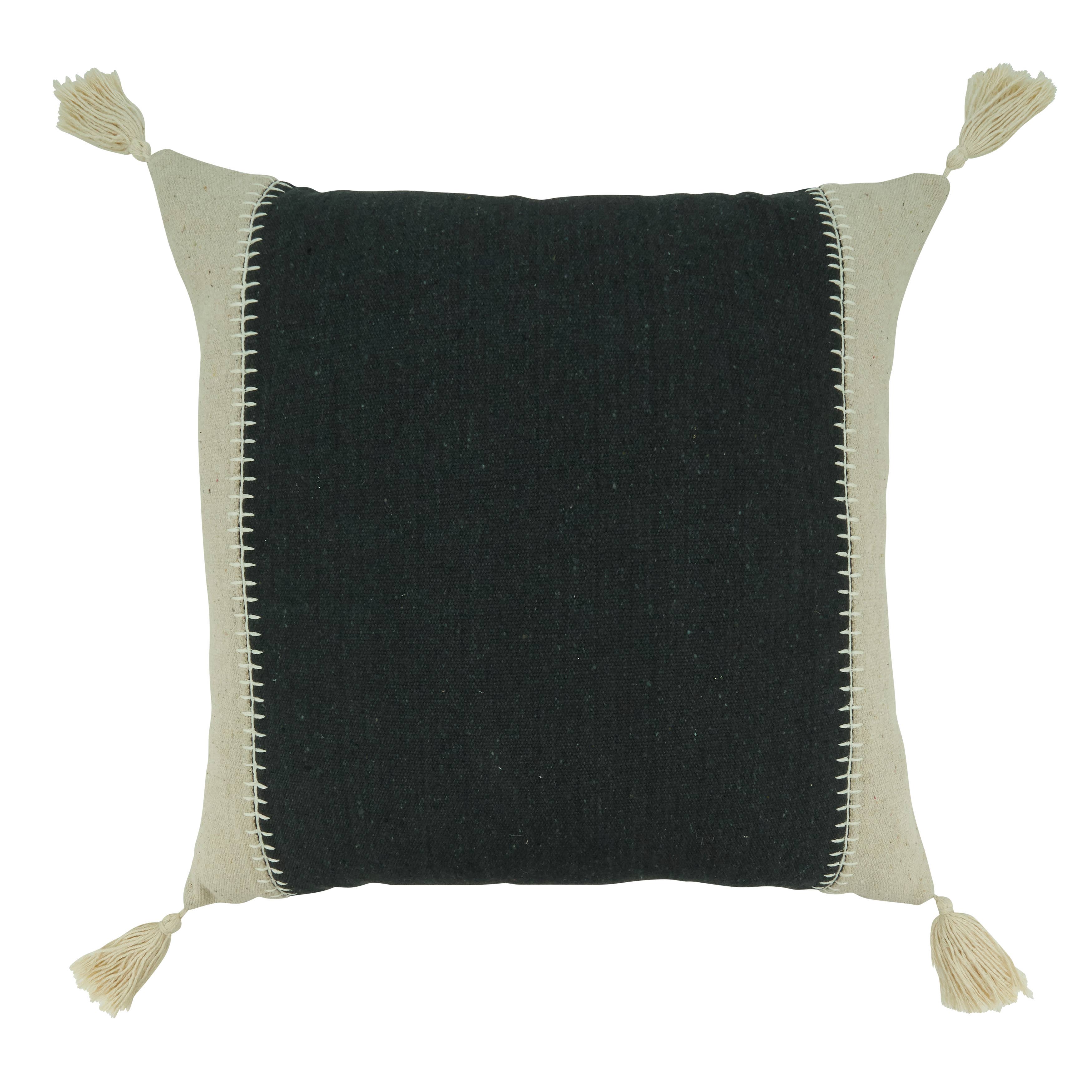 Whipstitch Banded Throw Pillow
