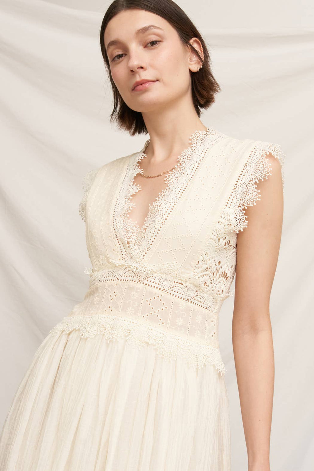 Lace Trimmed Midi Dress