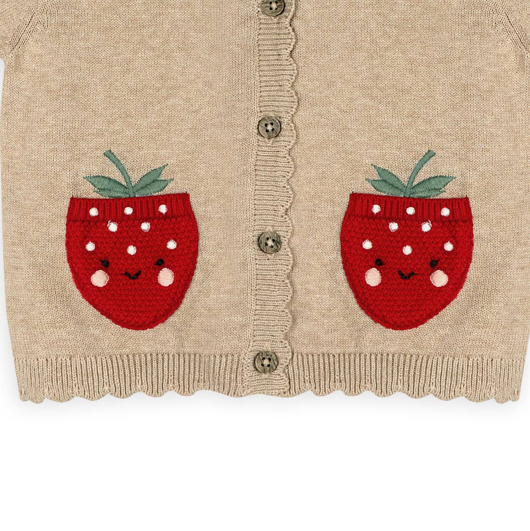 Strawberry Pocket Baby Knit Cardigan + Shorts Set (Organic)