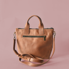 Medium Brown Leather Crossbody with Outside Pockets