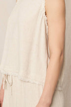 Back Button Detail Sleeveless Top