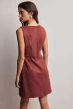Stretch Suede Sleeveless Mini Dress