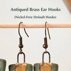 Turquoise Gold Dipped Abstract Hoop Ceramic Earrings