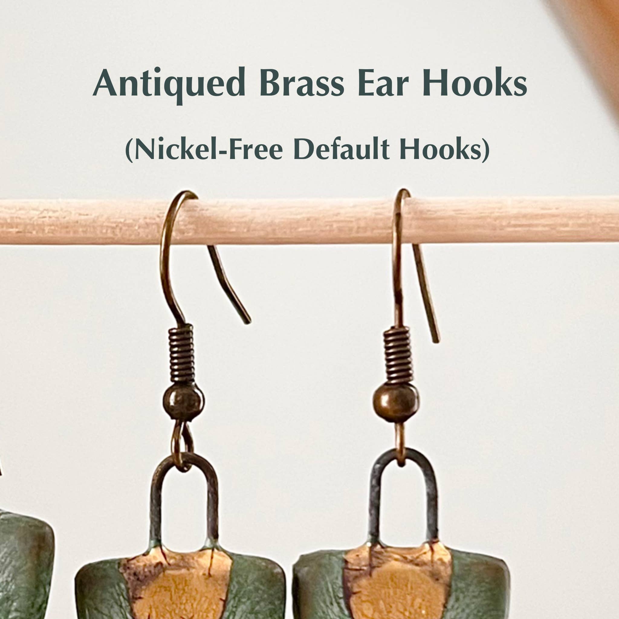 Turquoise Gold Dipped Abstract Hoop Ceramic Earrings