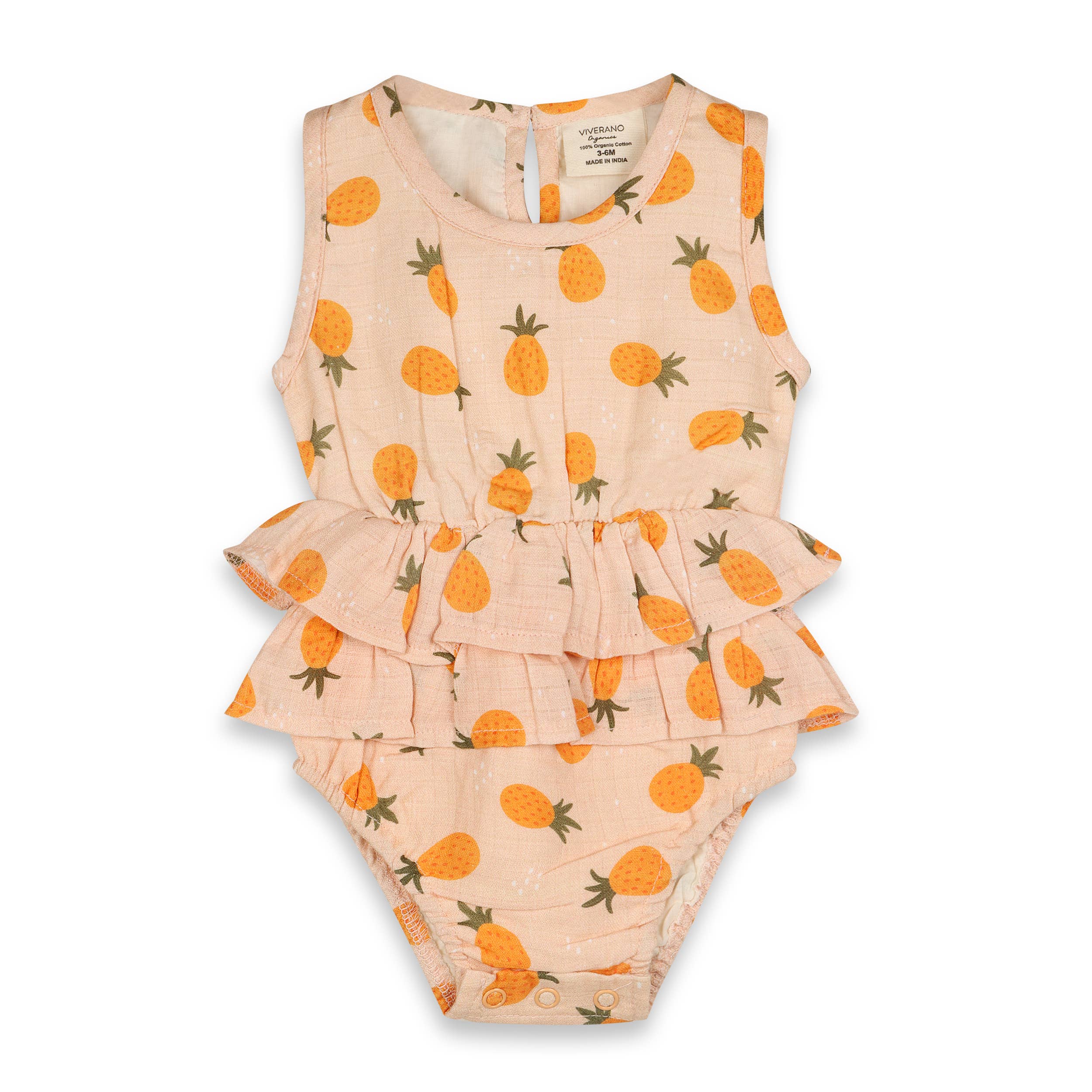Pineapple Ruffle Short Baby Romper (Organic Muslin)
