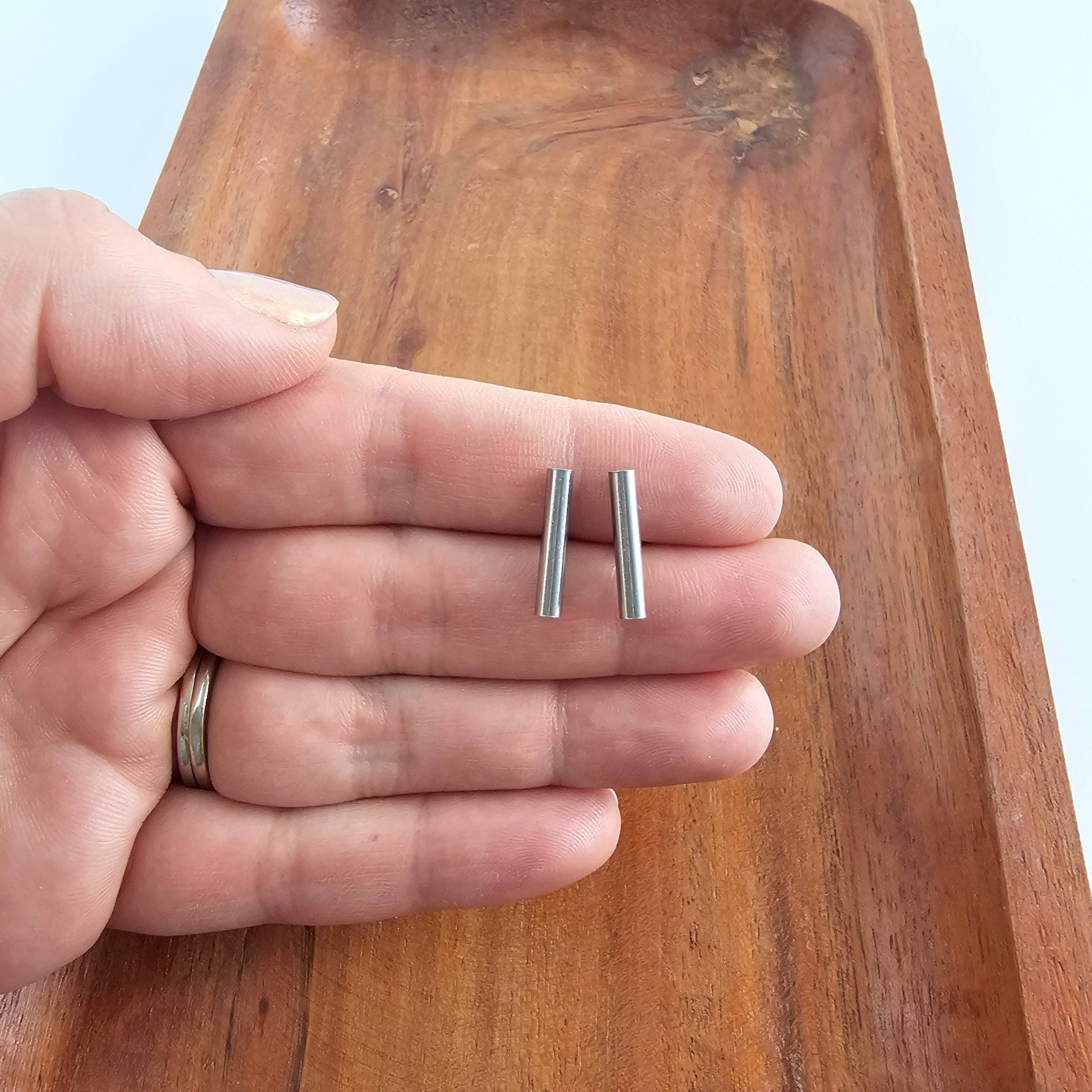 Silver Luxe Bar Stud Earrings