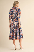 Button Down Tiered Midi Dress