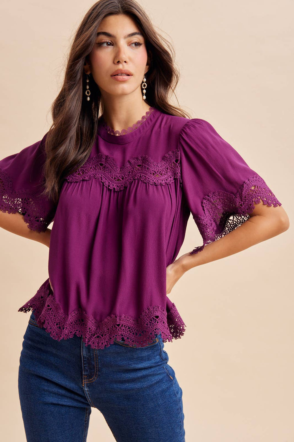 LACE TRIM TOP