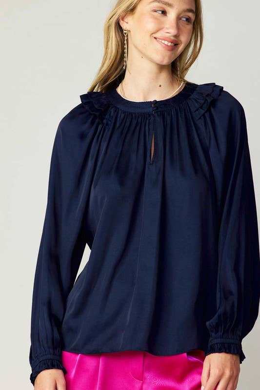 Ruffled Shoulder Detail Blouse