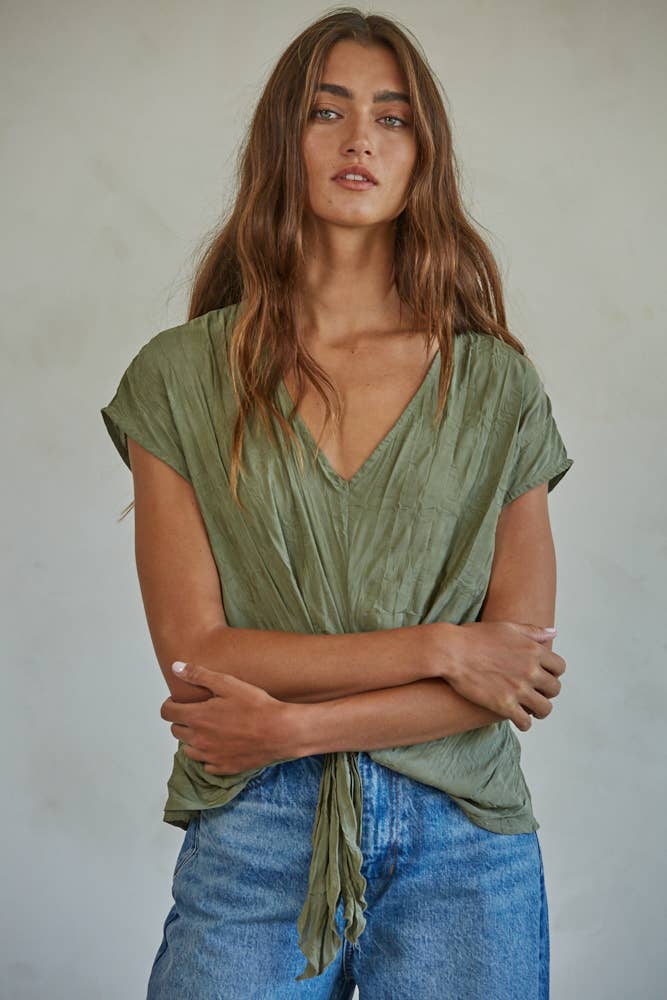 Woven V-Neck Top