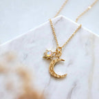 Hammered Moon and Opal Sun Necklace