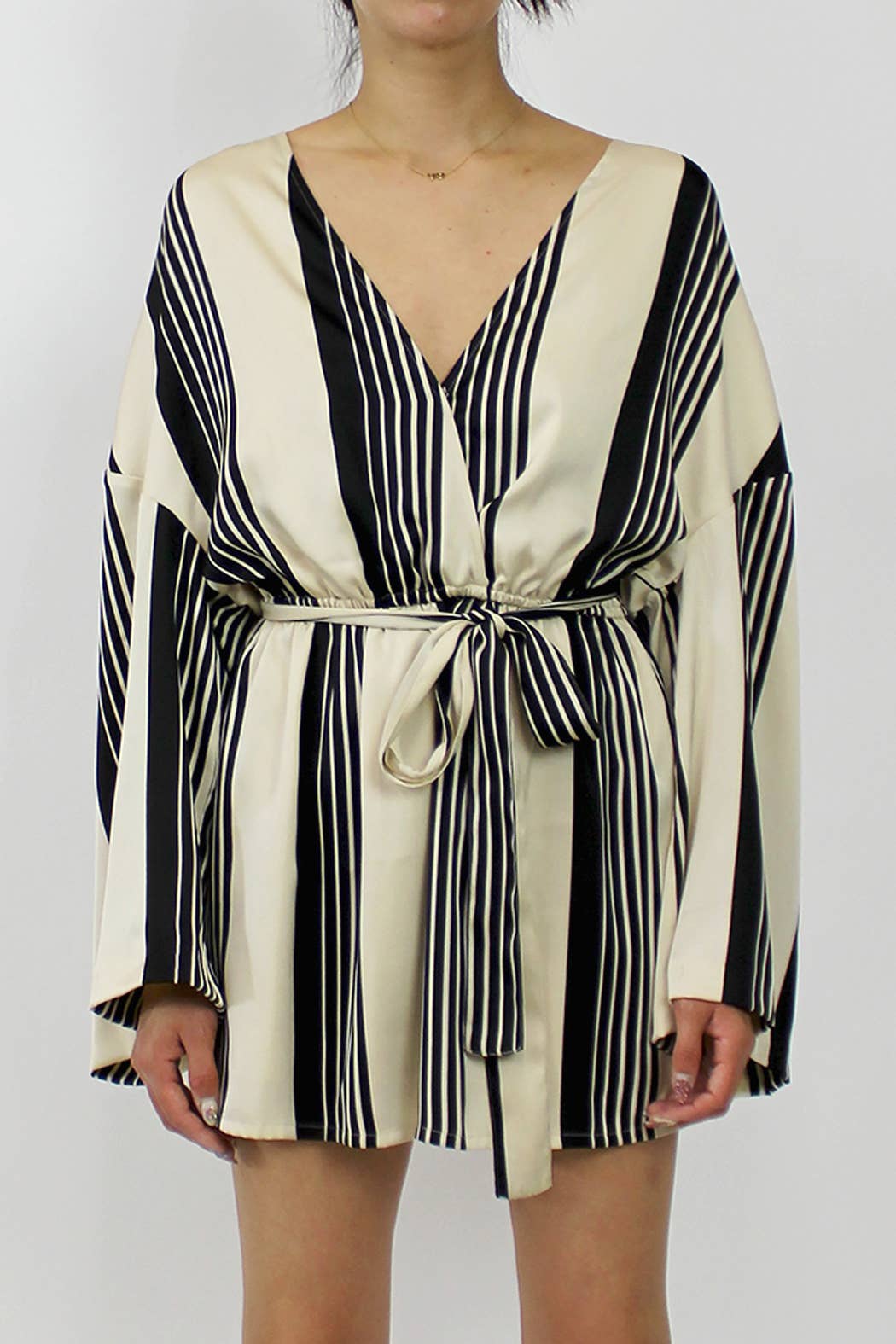 Elastic Waist Striped Mini Dress