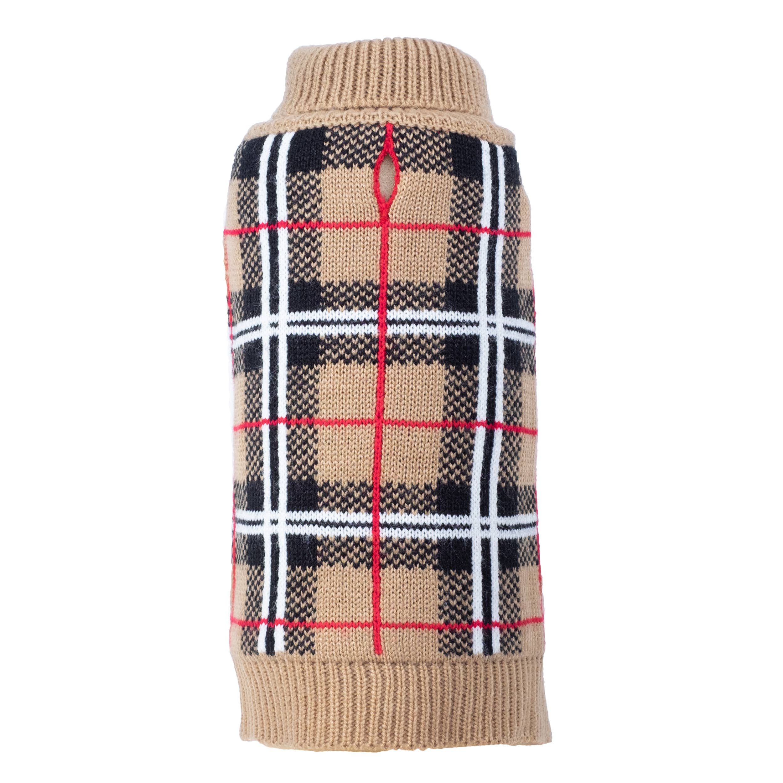Tan Plaid Pet Sweater