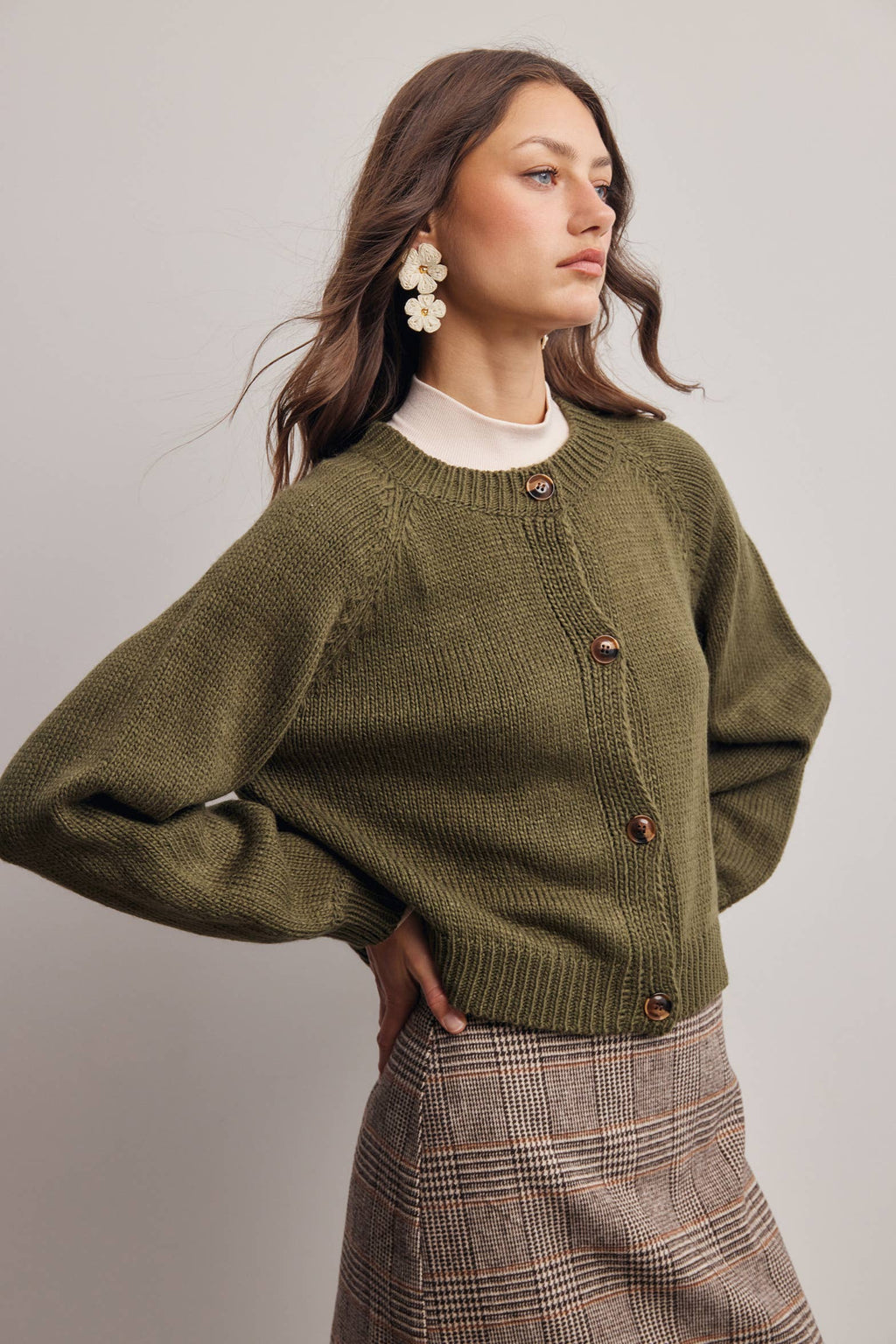 Classic Knit Button Front Cardigan