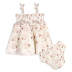 Sheep Baby Smocked Strap Dress+Bloomer Set (Organic Muslin)