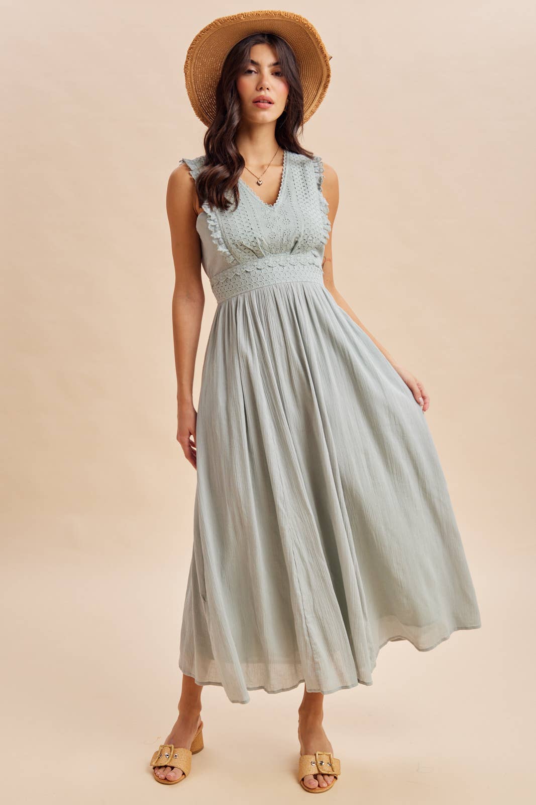 EYELET LACE MAXI DRESS