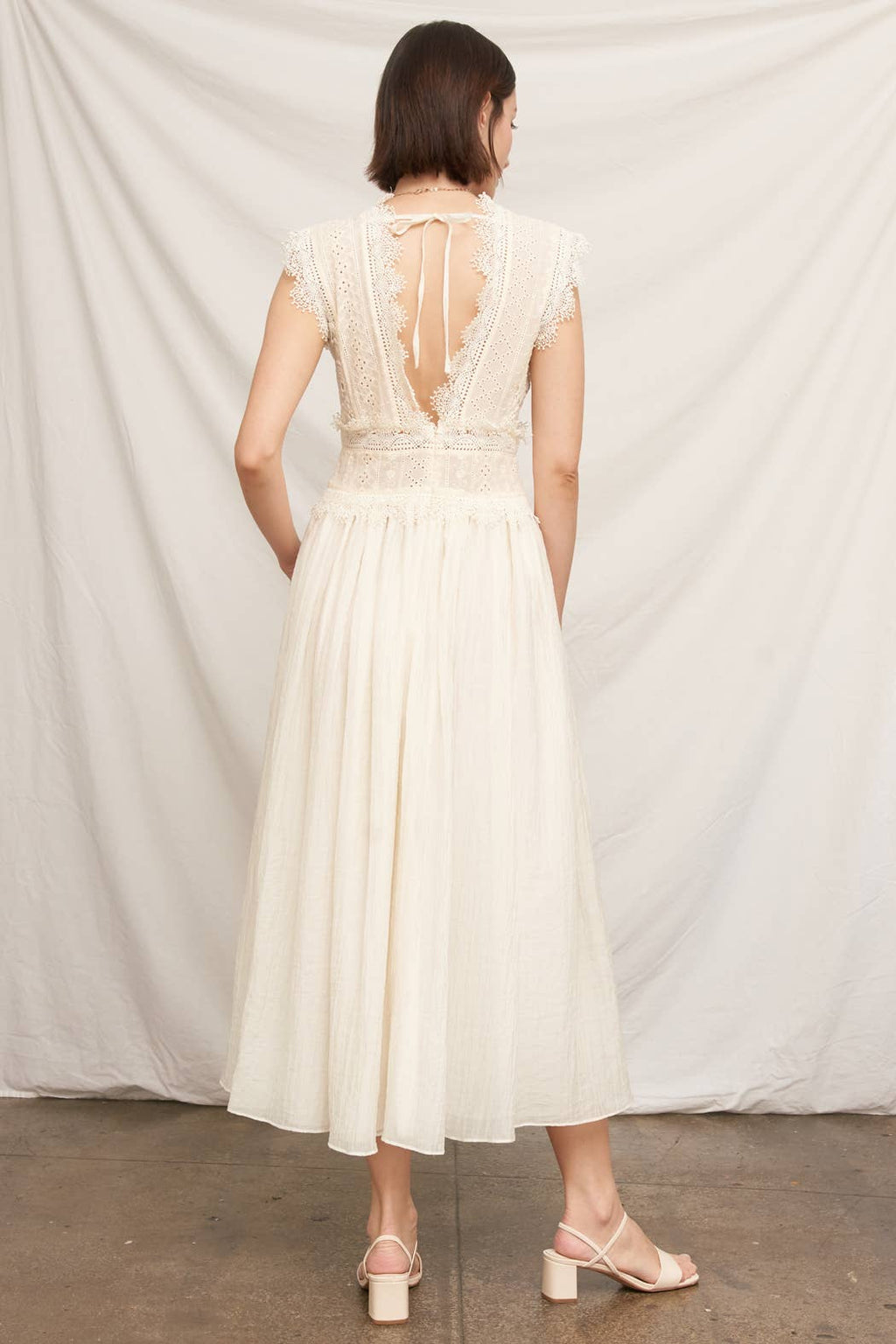 Lace Trimmed Midi Dress