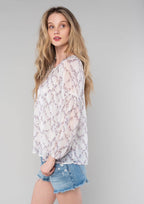 Floral Smocked Raglan Bishop Sleeve Blouse
