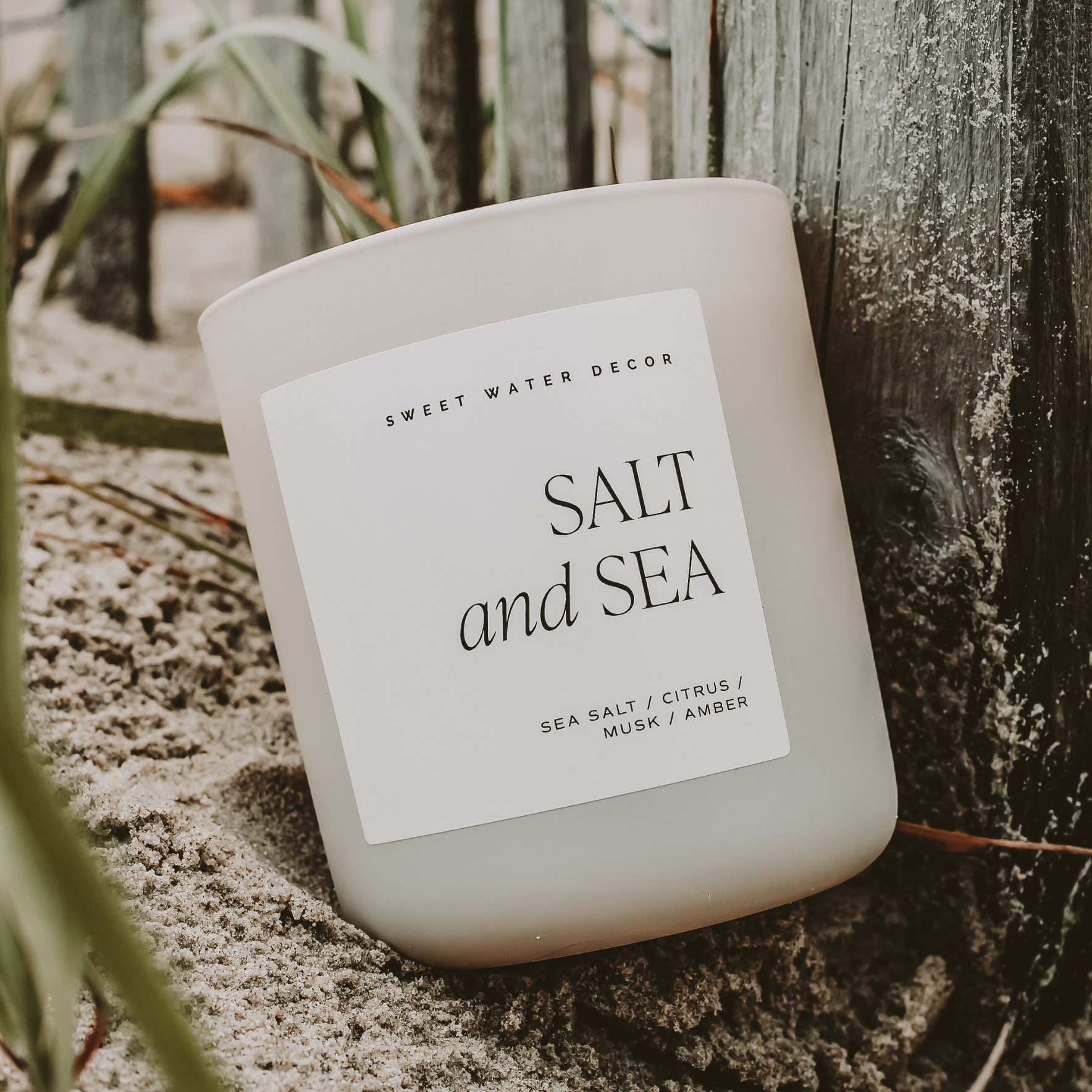 Salt and Sea 15 oz Soy Candle, Matte Jar