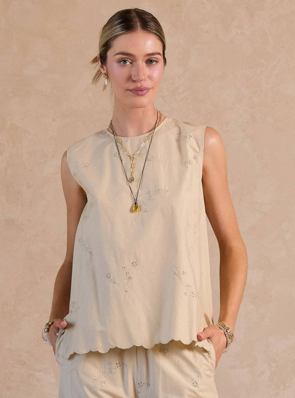 Floral Embroidered Sleeveless Top
