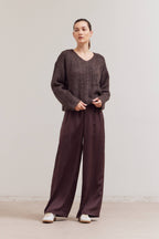 V Neck Cable Sweater