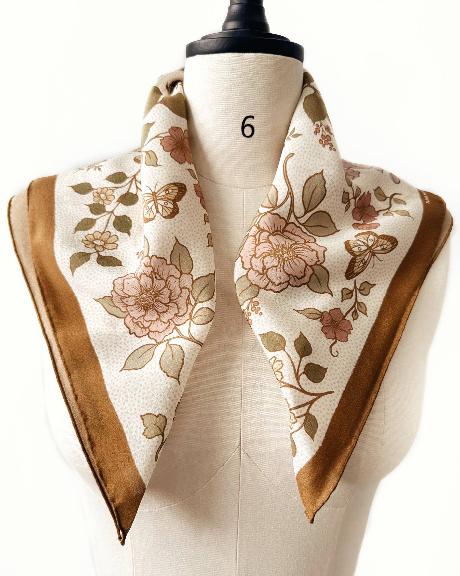 Western Floral & Butterfly Bandana  – 100% Silk
