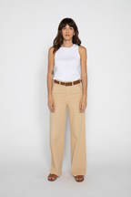 Flora Stretch High Rise Trouser, Almond Buff