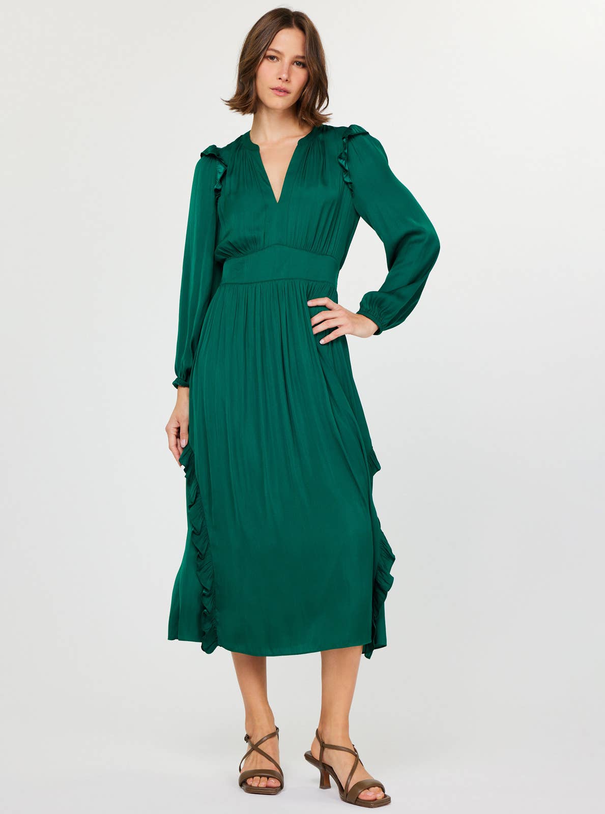 Ruffled Detail Midi Dress