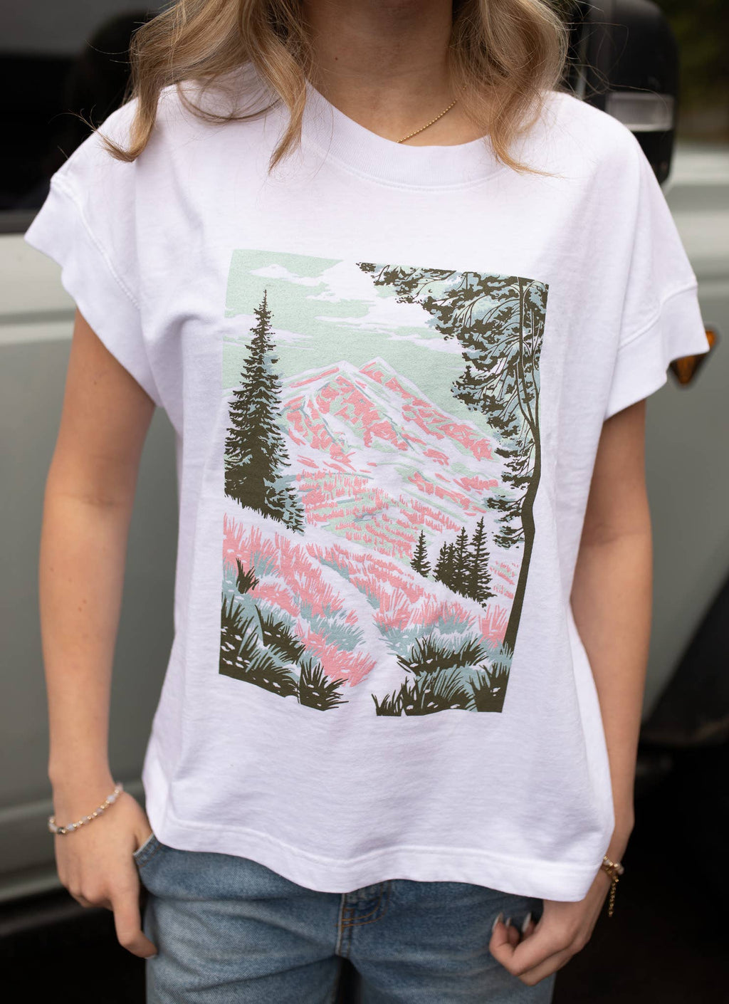 Alpine Summer Ladies Tee - Washed White