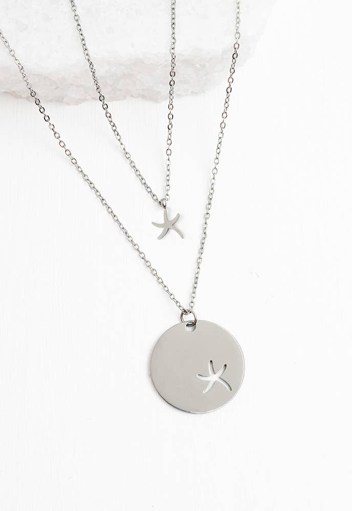 Community Silver Starfish Pendant Necklace Set