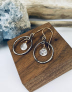 Eternity Earrings - Oxidized with Moonstone