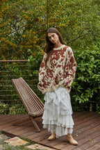 Knit Sweater Animal Pattern Detail Top