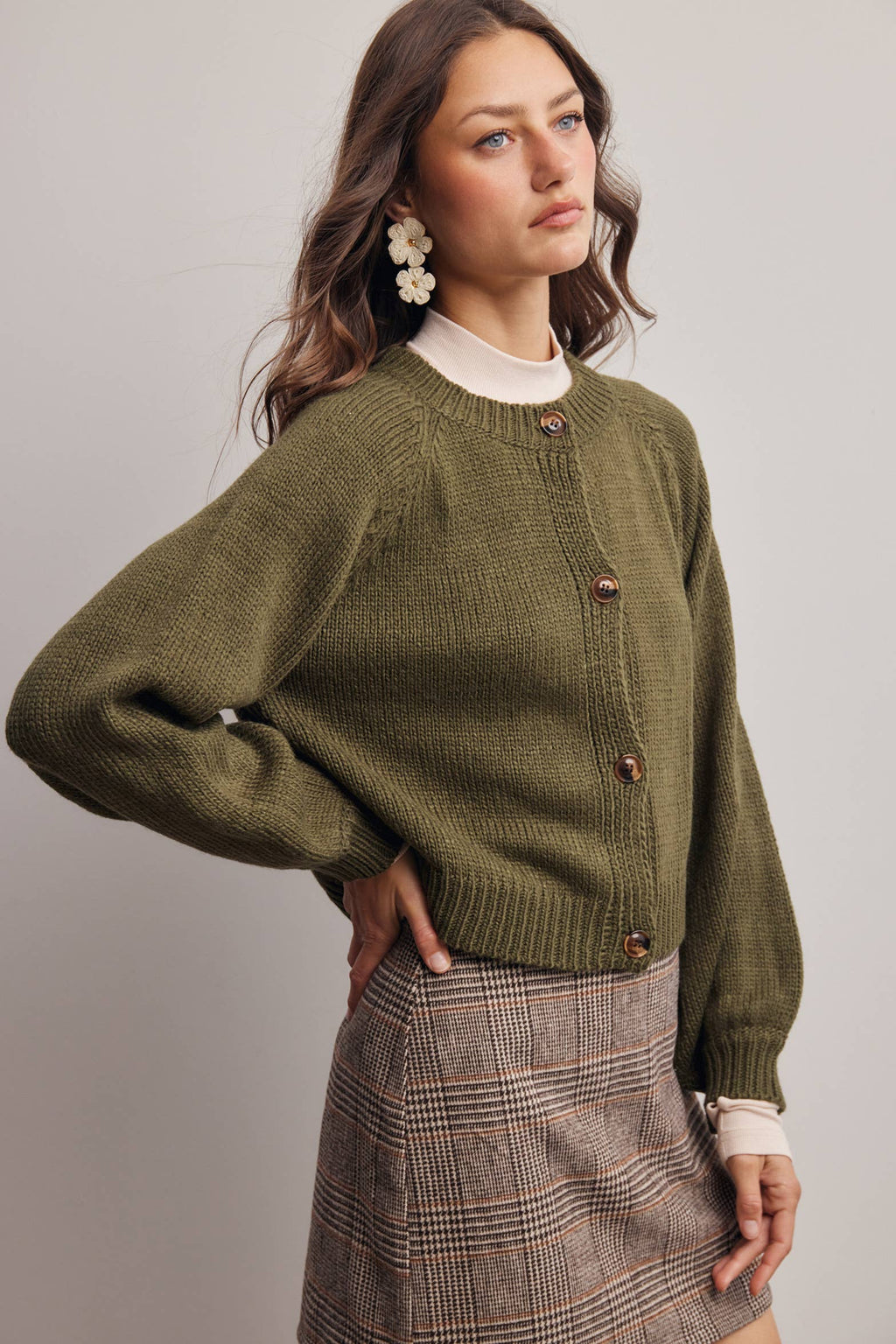 Classic Knit Button Front Cardigan
