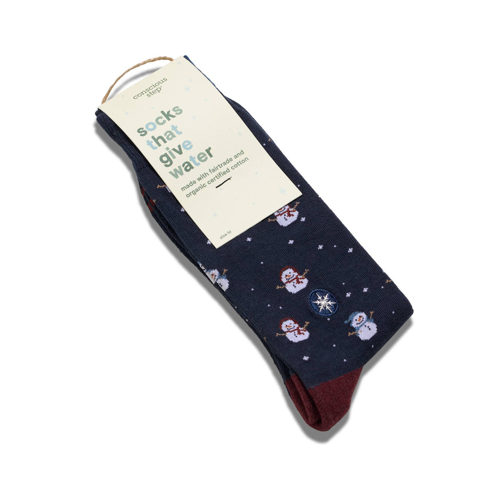 Socks that Give Water | Navy Snowmen - Gifts that Give Back