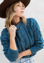 Cable Knit Mock Neck Cozy Sweater