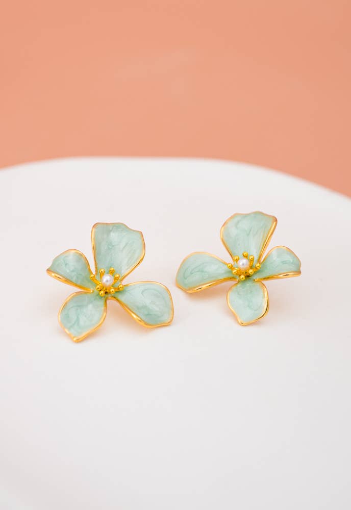 Hope in Bloom Flower Earrings - Mint