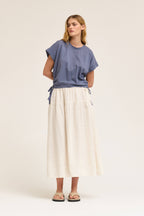 SIDE SCRUNCH TEE: FADED BLUE
