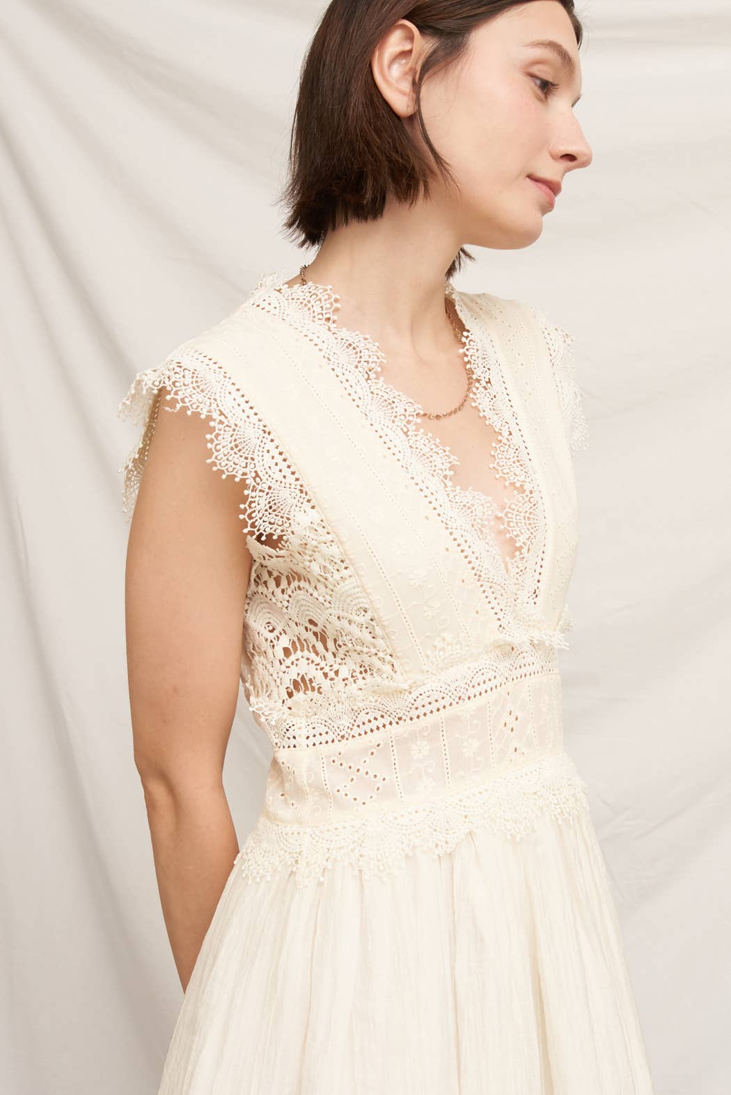 Lace Trimmed Midi Dress