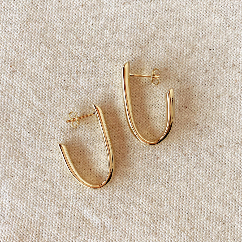 J Hoop Earrings - 18k Gold Filled